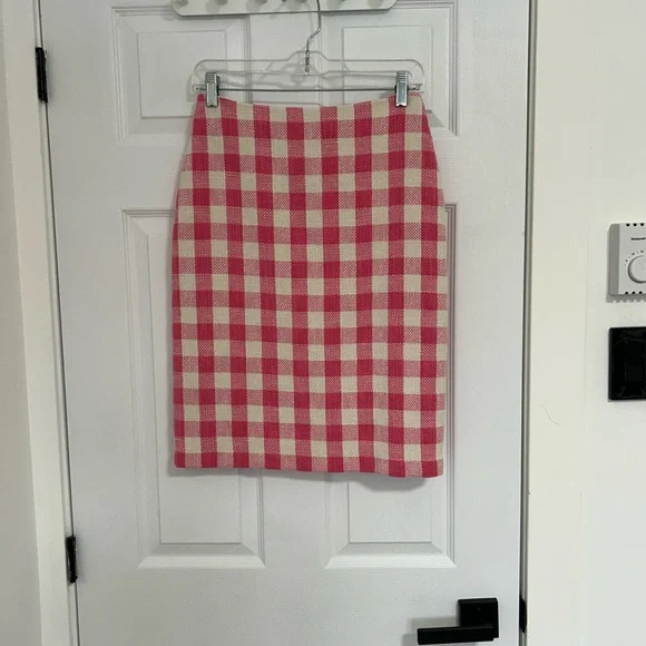 Tristan Pink and Cream Checkered Pencil Skirt - Picture 2 of 6